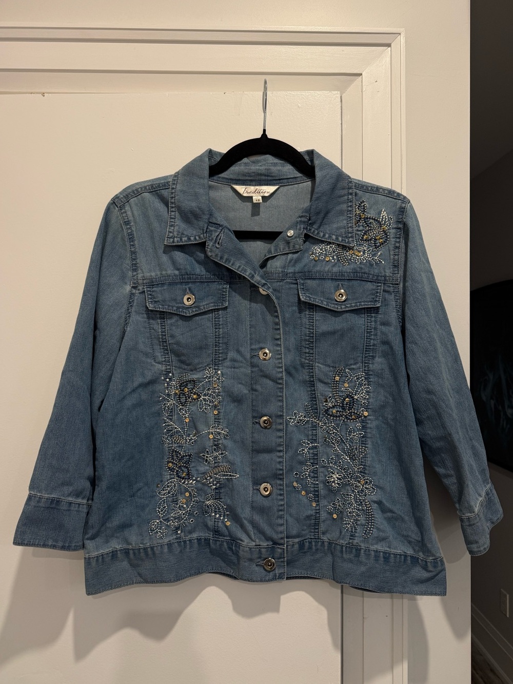 Embellished Light‎ Blue Denim Jacket